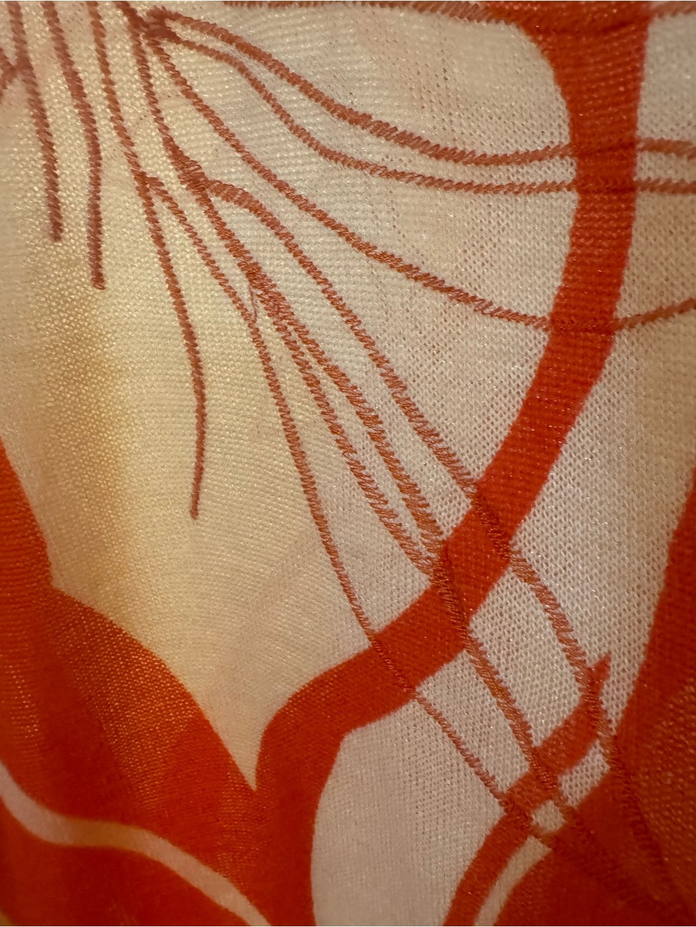 Chico's Open-Front Floral Knit Cardigan in Cream and Orange-Red - Picture 5 of 7